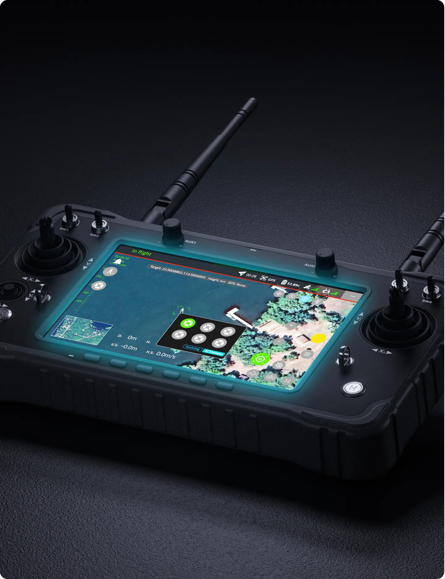 HS-UAV401 drone's remote controller features 7-inch display